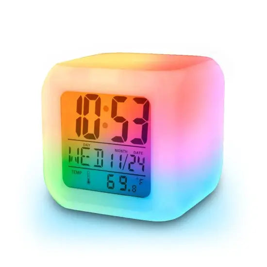7 Color Change Digital Clock with Temperature Display