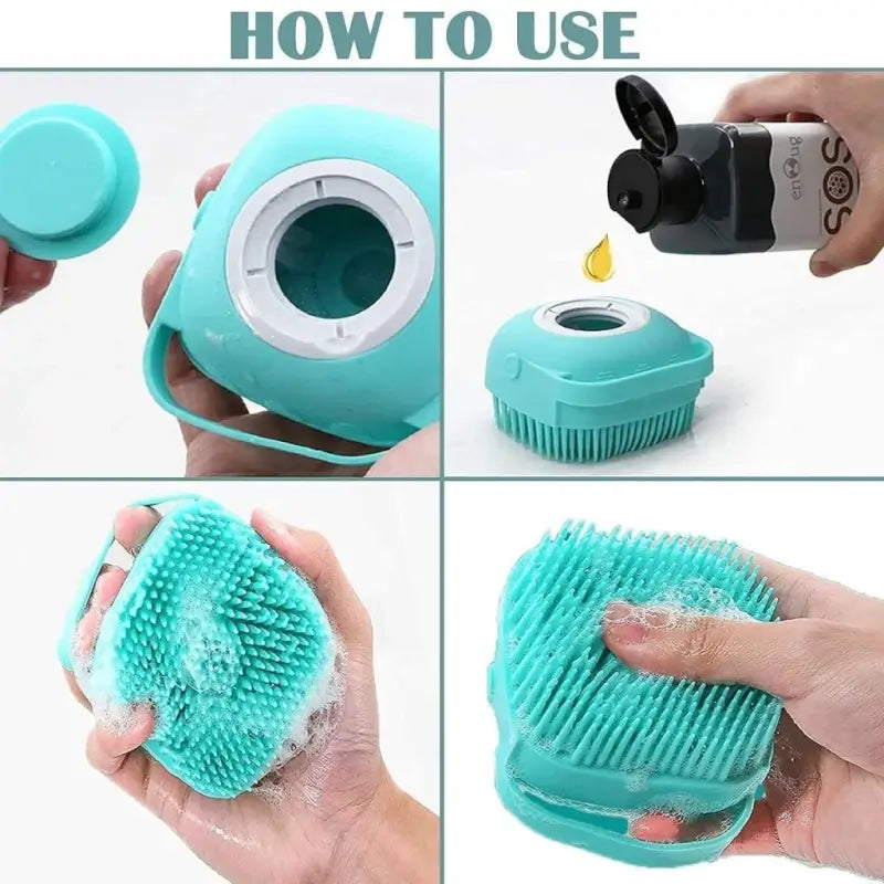 FurEase Silicone Bath Body Brush with Shampoo Dispenser Soft Scrubber