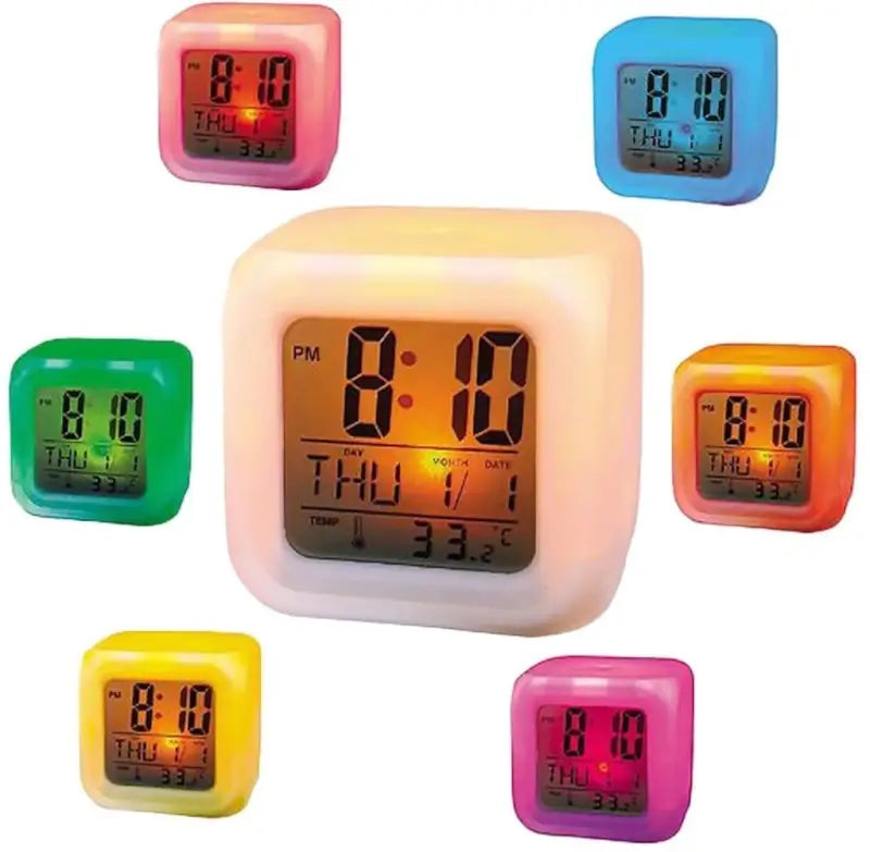 7 Color Change Digital Clock with Temperature Display
