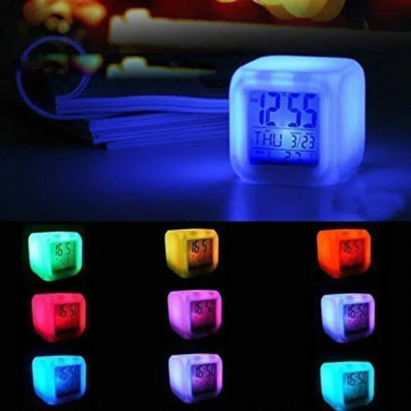 7 Color Change Digital Clock with Temperature Display