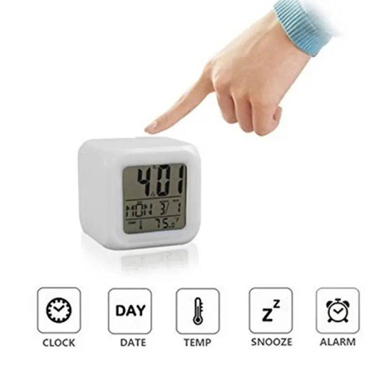 7 Color Change Digital Clock with Temperature Display