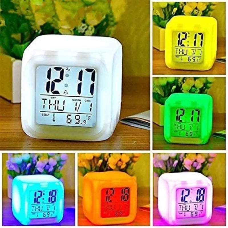 7 Color Change Digital Clock with Temperature Display