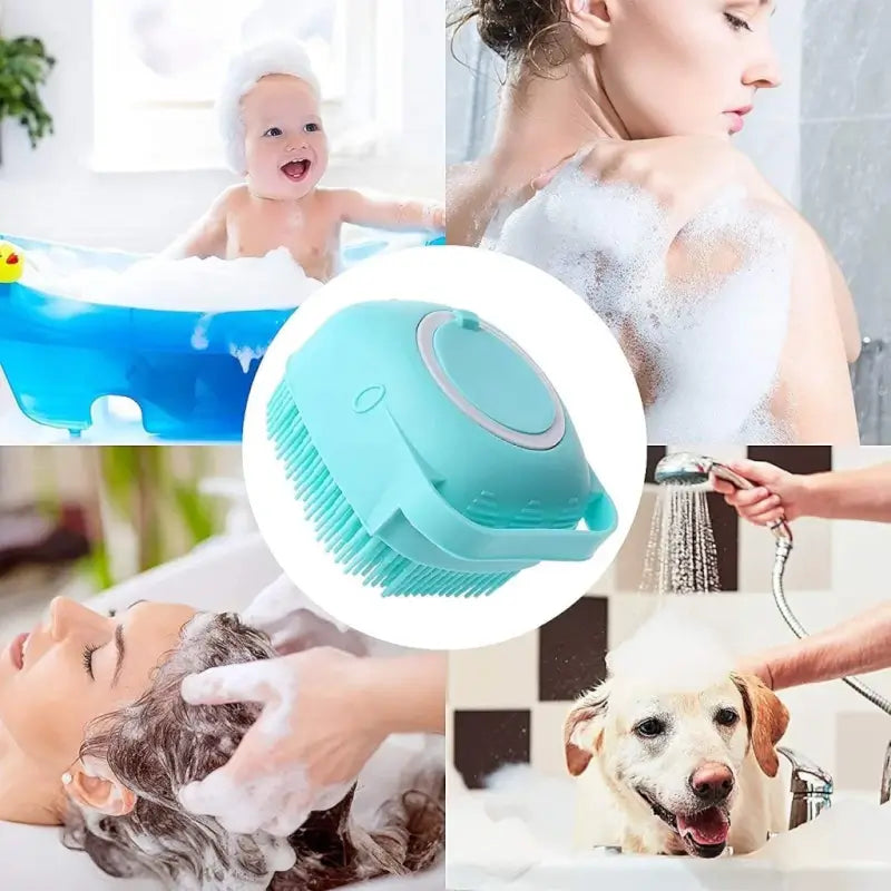 FurEase Silicone Bath Body Brush with Shampoo Dispenser Soft Scrubber