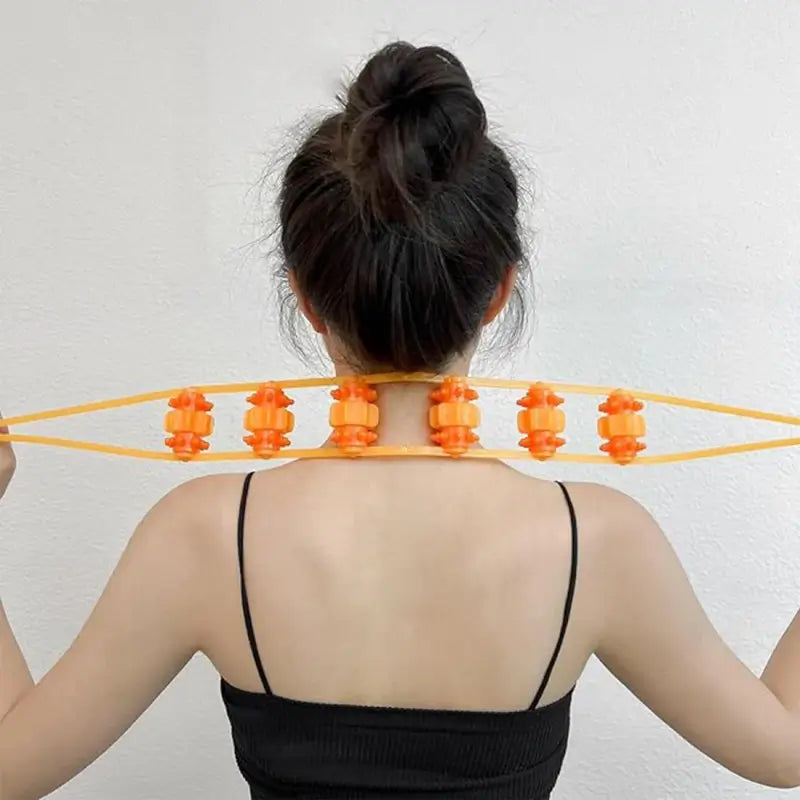 Manual Back Massage Roller Rope | 6-Wheel Body Massager for Neck, Shoulder & Muscle Pain Relief