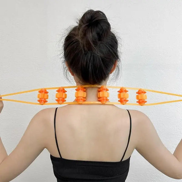 Manual Back Massage Roller Rope | 6-Wheel Body Massager for Neck, Shoulder & Muscle Pain Relief